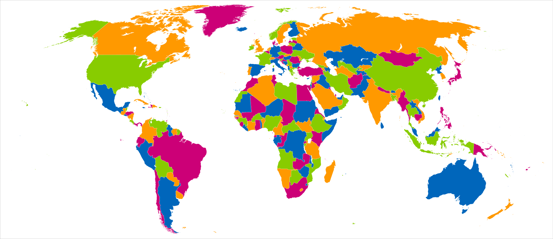 Four Colour Map of World